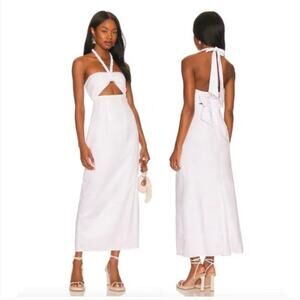 Karina Grimaldi Summer White Halter Midi Dress
